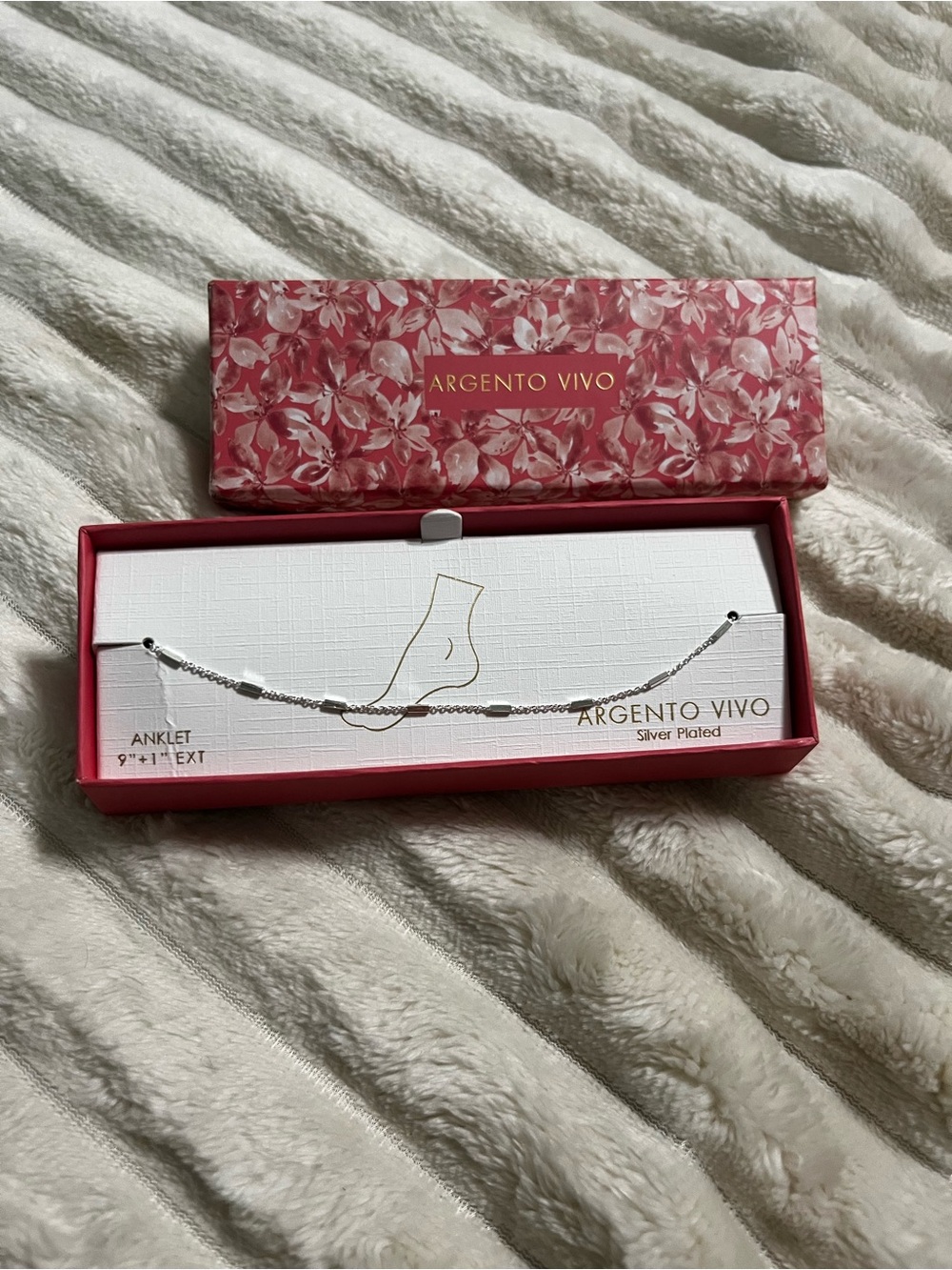 Argento Vivo Silver-Plated Beaded Anklet with Polished Accents